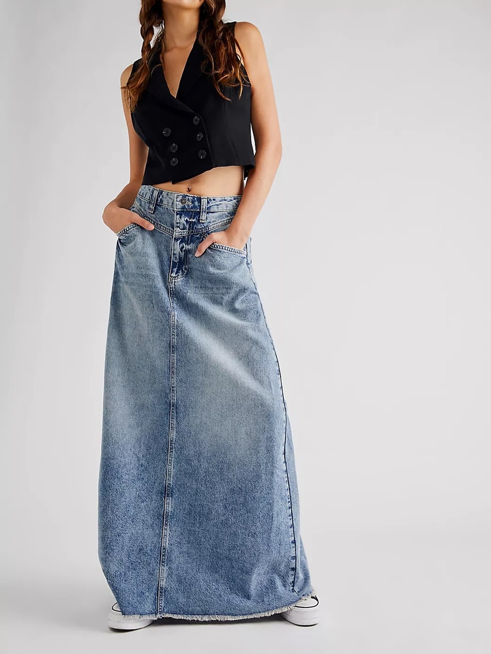 We The Free Come As You Are Denim Maxi Skirt 8